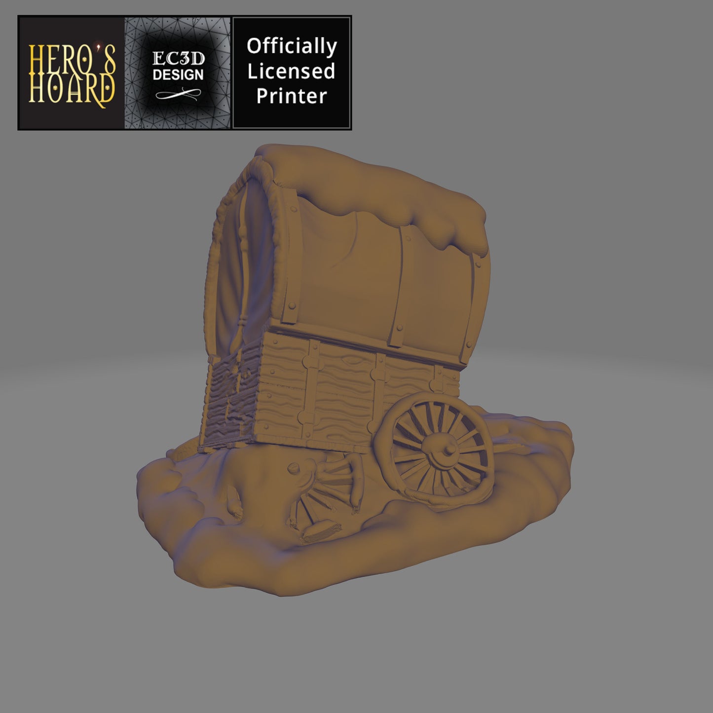 Broken Snowy Wagon D&D 28-32mm miniature | Dungeons and Dragons | DnD | Pathfinder | Starfinder | Tabletop RPG | Wargaming |