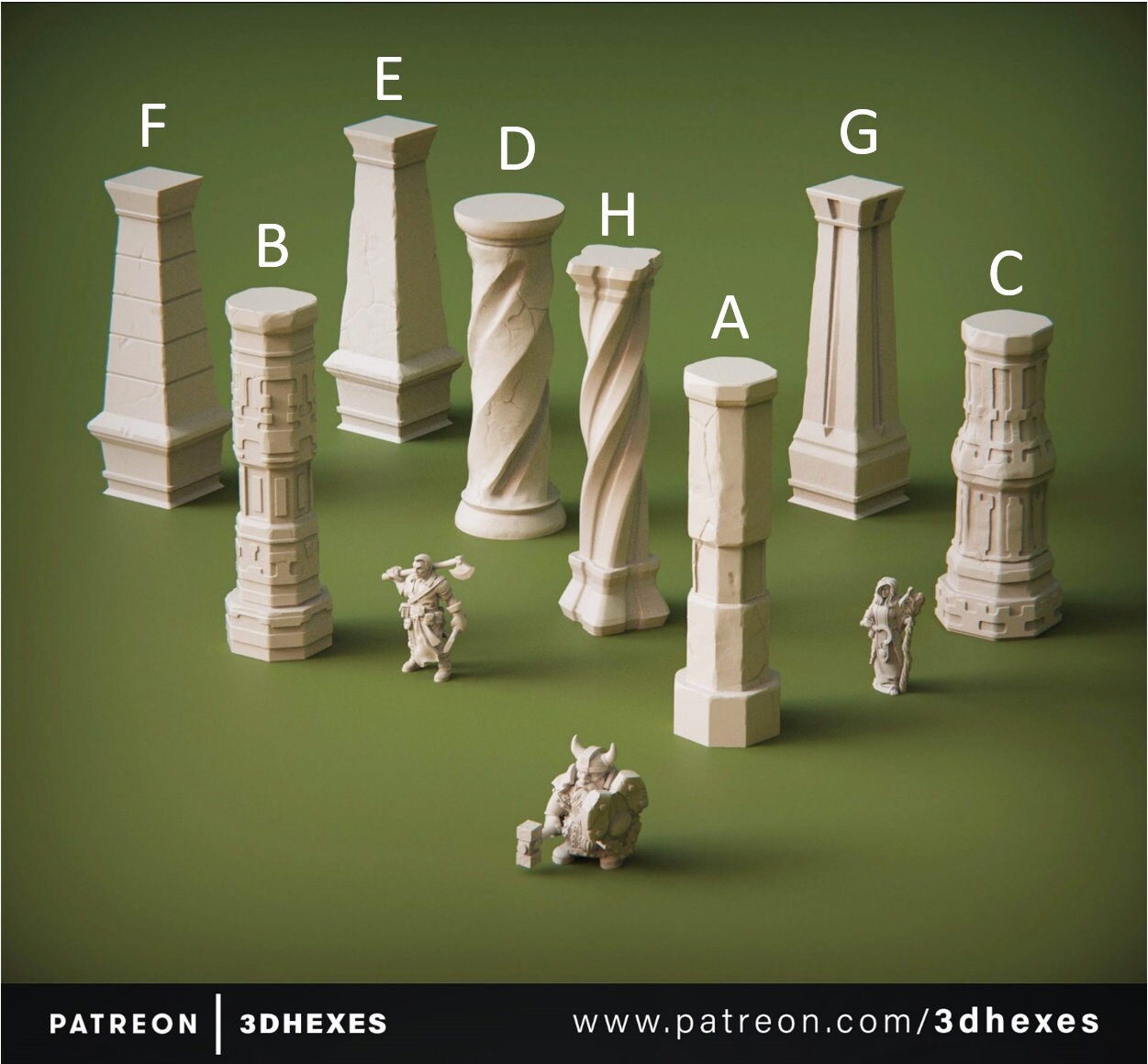 Ancient Columns Set D&D terrain 28-32mm | Dungeons and Dragons | DnD | Pathfinder | Starfinder | Tabletop RPG | Wargaming |