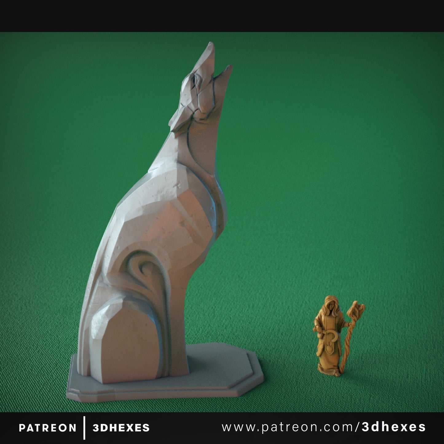 Stylized Wolf Statue D&D terrain 28-32mm | Dungeons and Dragons | DnD | Pathfinder | Starfinder | Tabletop RPG | Wargaming |