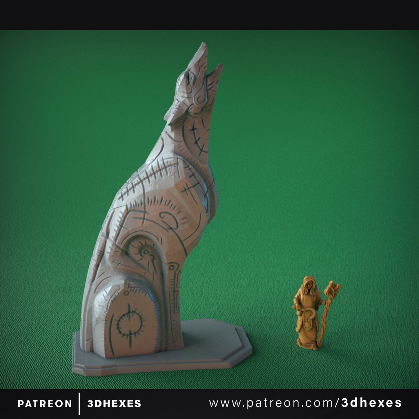 Stylized Wolf Statue D&D terrain 28-32mm | Dungeons and Dragons | DnD | Pathfinder | Starfinder | Tabletop RPG | Wargaming |