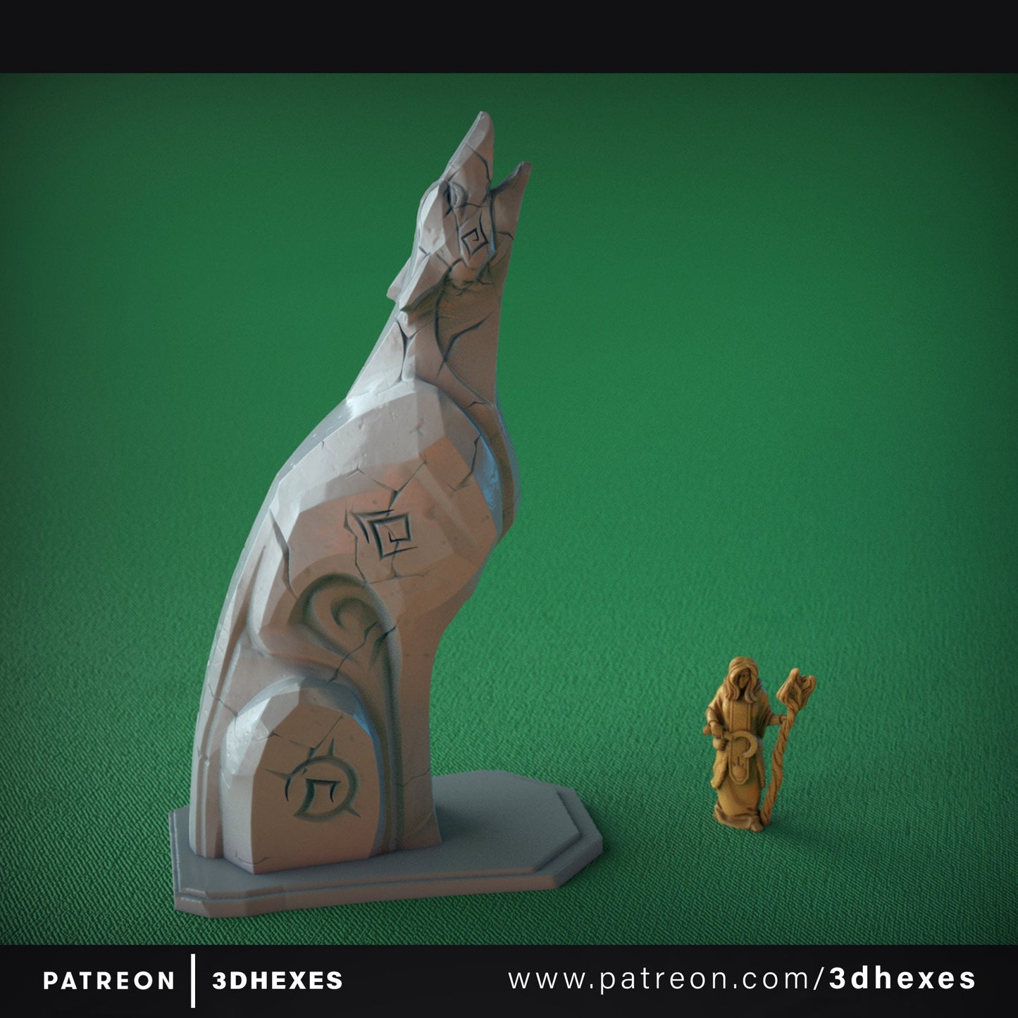 Stylized Wolf Statue D&D terrain 28-32mm | Dungeons and Dragons | DnD | Pathfinder | Starfinder | Tabletop RPG | Wargaming |