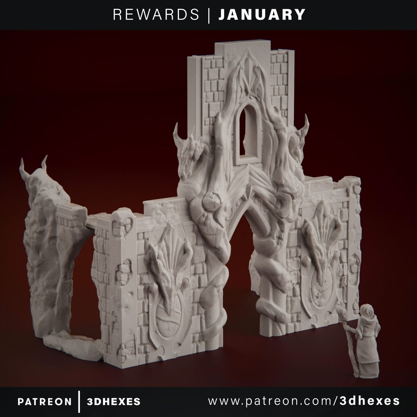 Dragon Archway D&D terrain 28-32mm | Dungeons and Dragons | DnD | Pathfinder | Starfinder | Tabletop RPG | Wargaming |