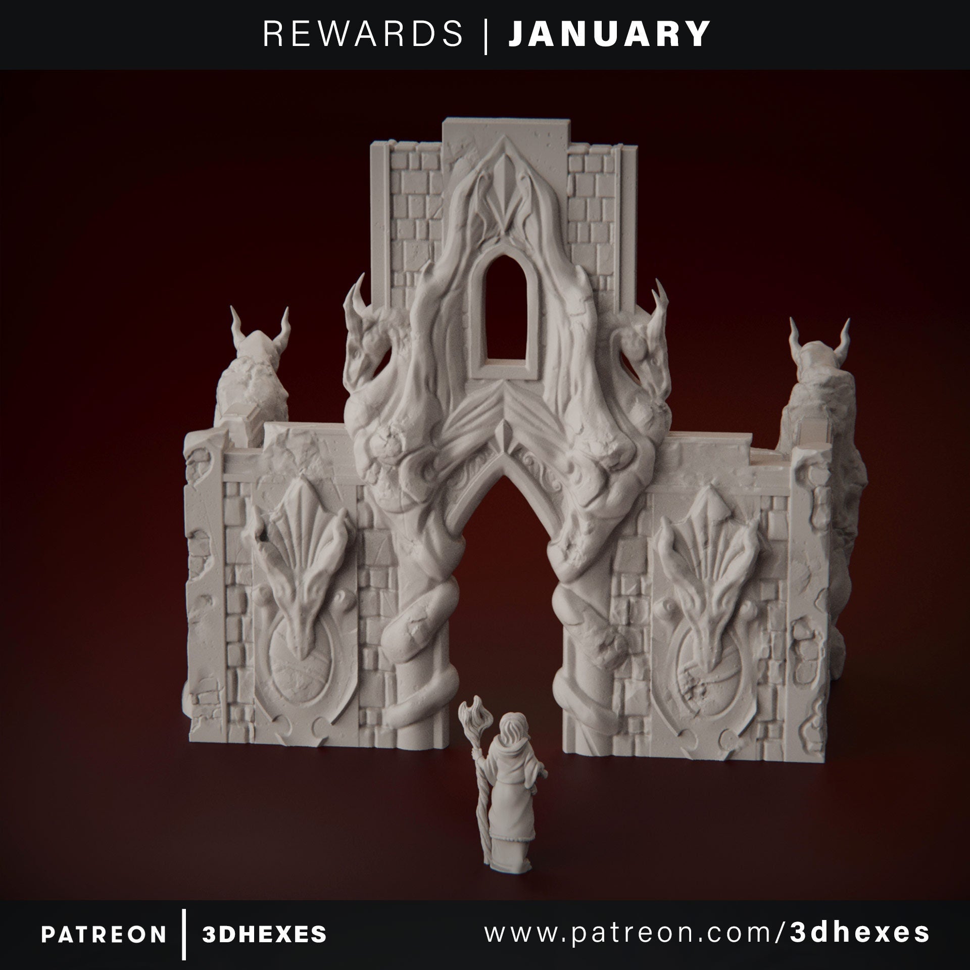 Dragon Archway D&D terrain 28-32mm | Dungeons and Dragons | DnD | Pathfinder | Starfinder | Tabletop RPG | Wargaming |