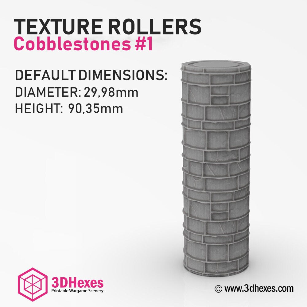 Cobblestone Rolling Pin Texture Rollers D&D Terrain | 28mm | 32mm | Dungeons and Dragons | DnD | Polymer Clay Pattern | Tabletop RPG