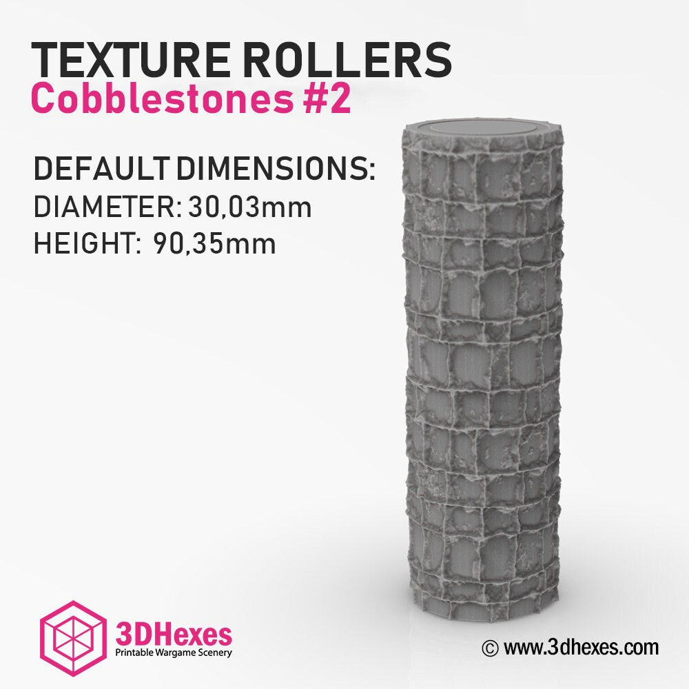 Cobblestone Rolling Pin Texture Rollers D&D Terrain | 28mm | 32mm | Dungeons and Dragons | DnD | Polymer Clay Pattern | Tabletop RPG