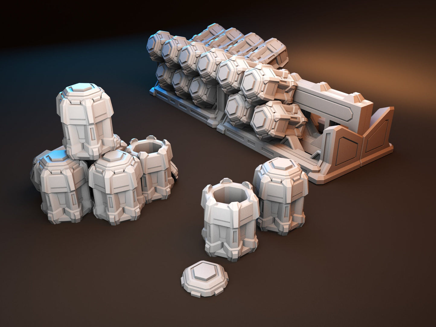 Armored Barrels Set Sci-Fi Scatter Terrain Set 28mm | Dungeons and Dragons | DnD | Starfinder | Battletech | SW Legion | Wargaming