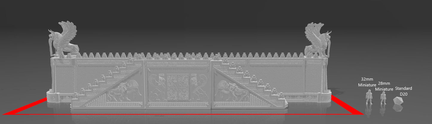 Chaos Dwarven Ziggurat Walls D&D 28mm | 32mm Terrain | Dungeons and Dragons | DnD | Pathfinder | Starfinder | Tabletop RPG | Wargaming |