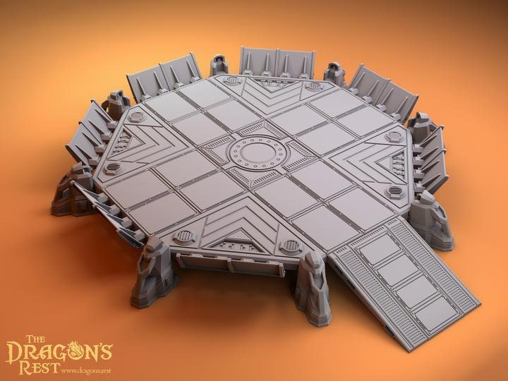 Spaceship Landing Pad Sci Fi Outpost 28mm | Dungeons and Dragons | DnD | Starfinder | Battletech | SW Legion | Wargaming