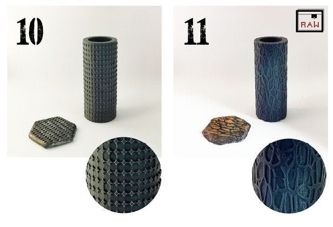 Rolling Pin Textured Rollers Set 1 D&D Terrain | 28mm | 32mm | Dungeons and Dragons | DnD | Polymer Clay Pattern | Tabletop RPG