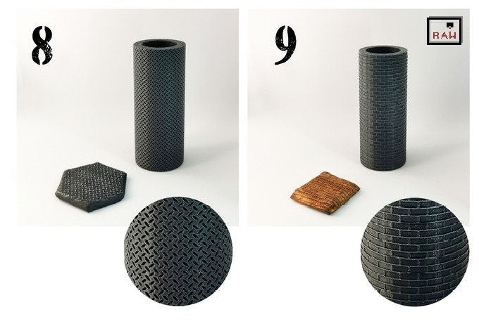 Rolling Pin Textured Rollers Set 1 D&D Terrain | 28mm | 32mm | Dungeons and Dragons | DnD | Polymer Clay Pattern | Tabletop RPG