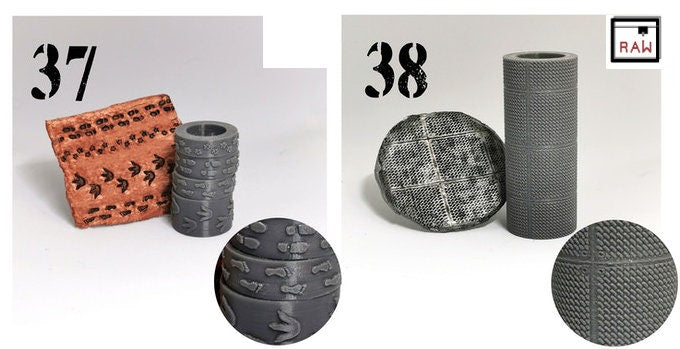 Rolling Pin Textured Rollers Set 2 D&D Terrain | 28mm | 32mm | Dungeons and Dragons | DnD | Polymer Clay Pattern | Tabletop RPG