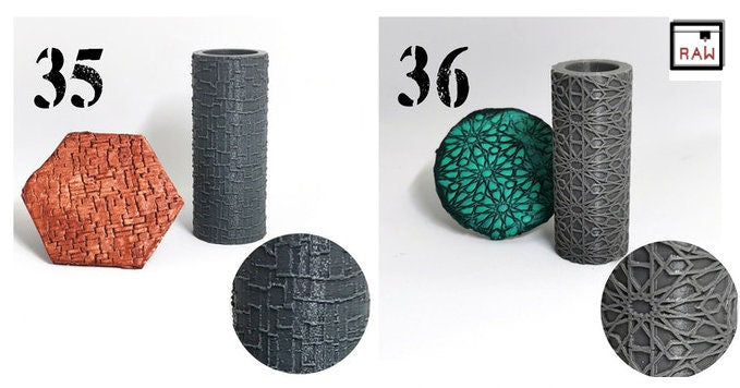 Rolling Pin Textured Rollers Set 2 D&D Terrain | 28mm | 32mm | Dungeons and Dragons | DnD | Polymer Clay Pattern | Tabletop RPG