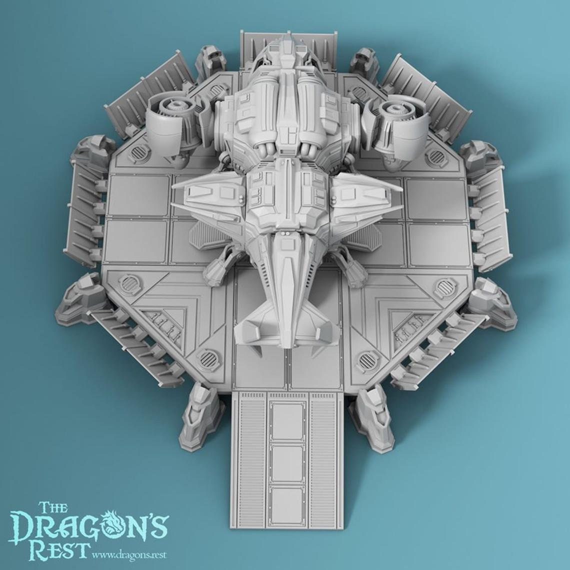 Spaceship Landing Pad Sci Fi Outpost 28mm | Dungeons and Dragons | DnD | Starfinder | Battletech | SW Legion | Wargaming