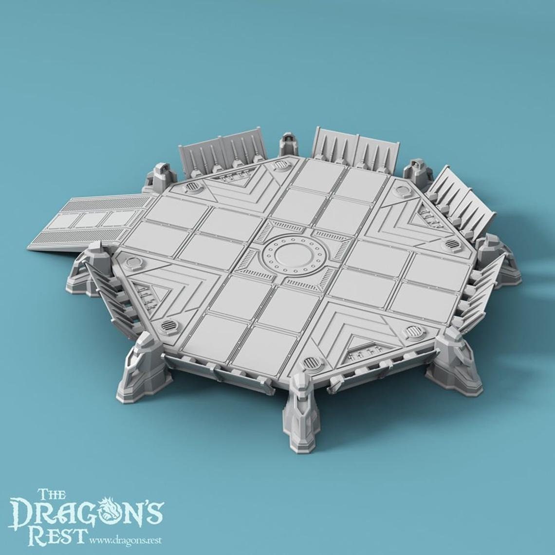 Spaceship Landing Pad Sci Fi Outpost 28mm | Dungeons and Dragons | DnD | Starfinder | Battletech | SW Legion | Wargaming