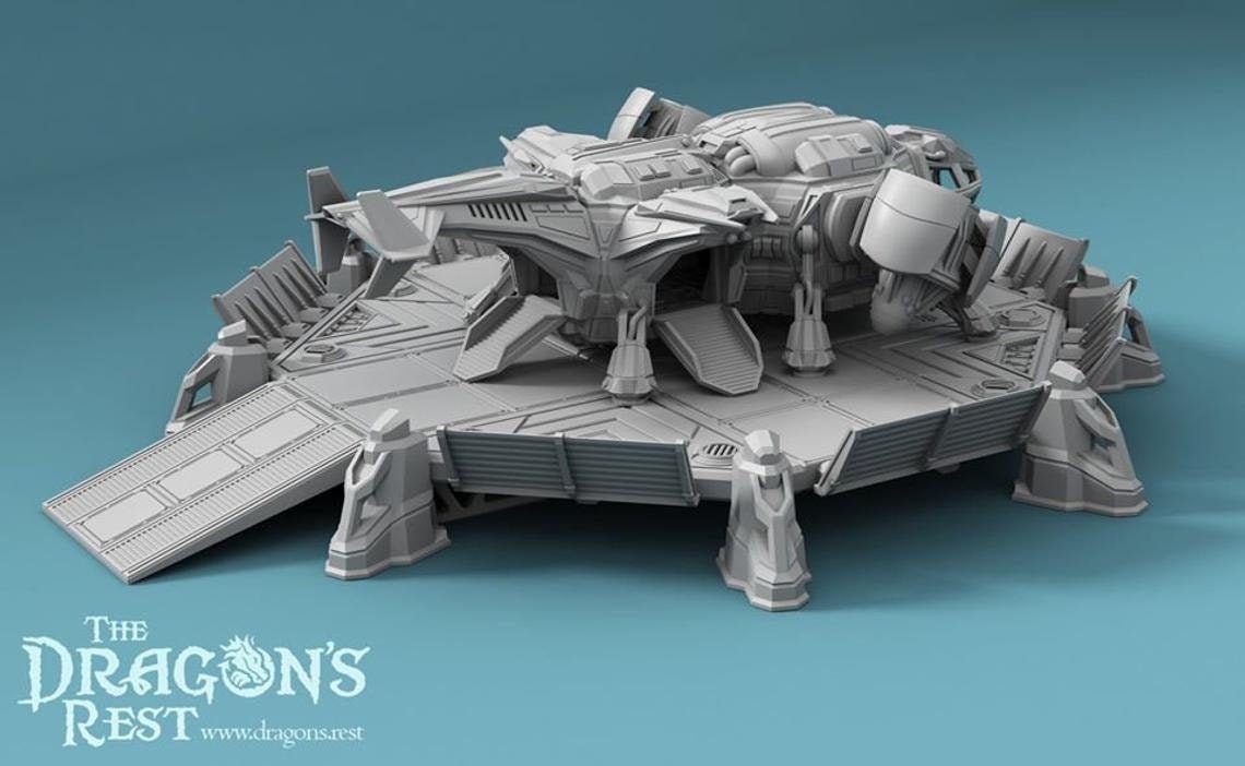 Spaceship Landing Pad Sci Fi Outpost 28mm | Dungeons and Dragons | DnD | Starfinder | Battletech | SW Legion | Wargaming