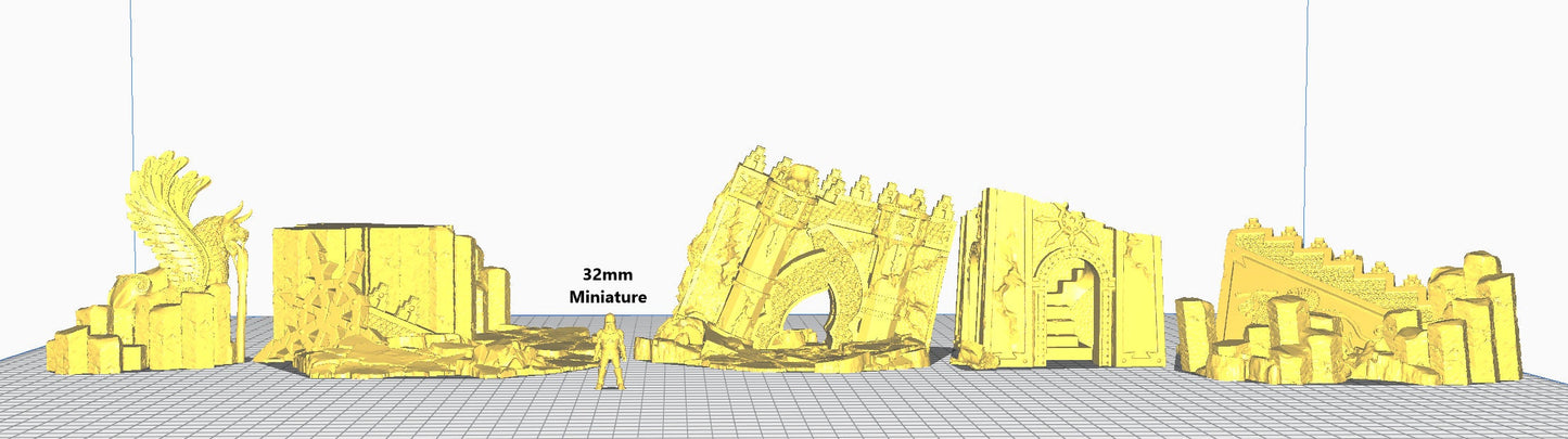5pcs Chaos Dwarven Ruins Set D&D 28mm | 32mm Terrain | Dungeons and Dragons | DnD | Pathfinder | Starfinder | Tabletop RPG | Wargaming |