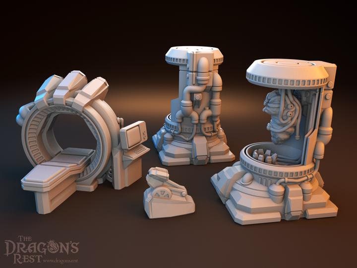 9pcs Bio Lab Sci-Fi Scatter Terrain Set 28mm | 32mm | Dungeons and Dragons | DnD | Starfinder | Battletech | SW Legion | Wargaming