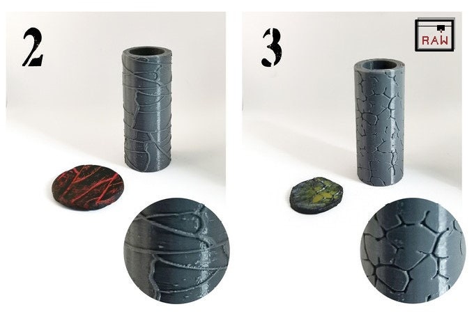 Rolling Pin Textured Rollers Set 1 D&D Terrain | 28mm | 32mm | Dungeons and Dragons | DnD | Polymer Clay Pattern | Tabletop RPG