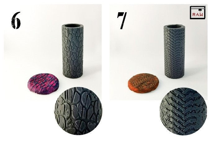 Rolling Pin Textured Rollers Set 1 D&D Terrain | 28mm | 32mm | Dungeons and Dragons | DnD | Polymer Clay Pattern | Tabletop RPG