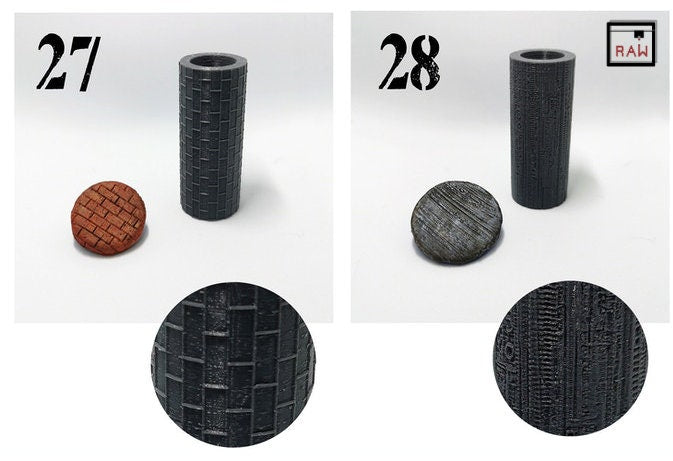 Rolling Pin Textured Rollers Set 2 D&D Terrain | 28mm | 32mm | Dungeons and Dragons | DnD | Polymer Clay Pattern | Tabletop RPG