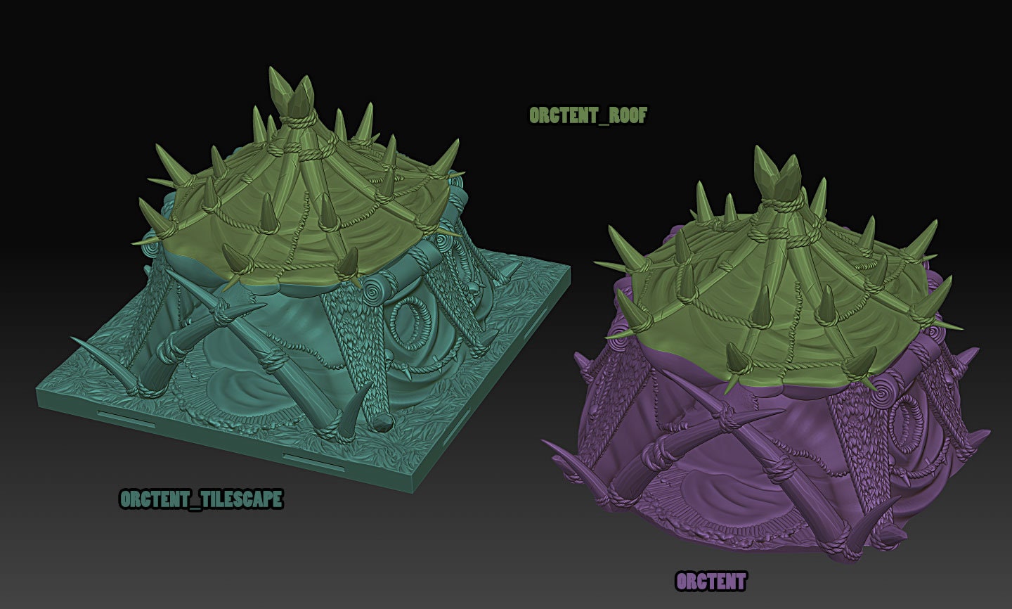 Orc Huts | Tents D&D Terrain 28mm | 32mm | Dungeons and Dragons | DnD | Pathfinder | Starfinder | Tabletop RPG | Wargaming |