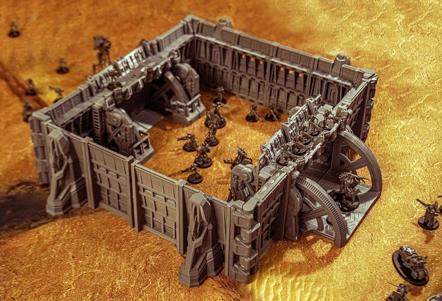 Sci-Fi Defense Gate and Wall Modular Terrain 28mm | 32mm | Dungeons and Dragons | DnD | Starfinder | SW Legion | Wargaming
