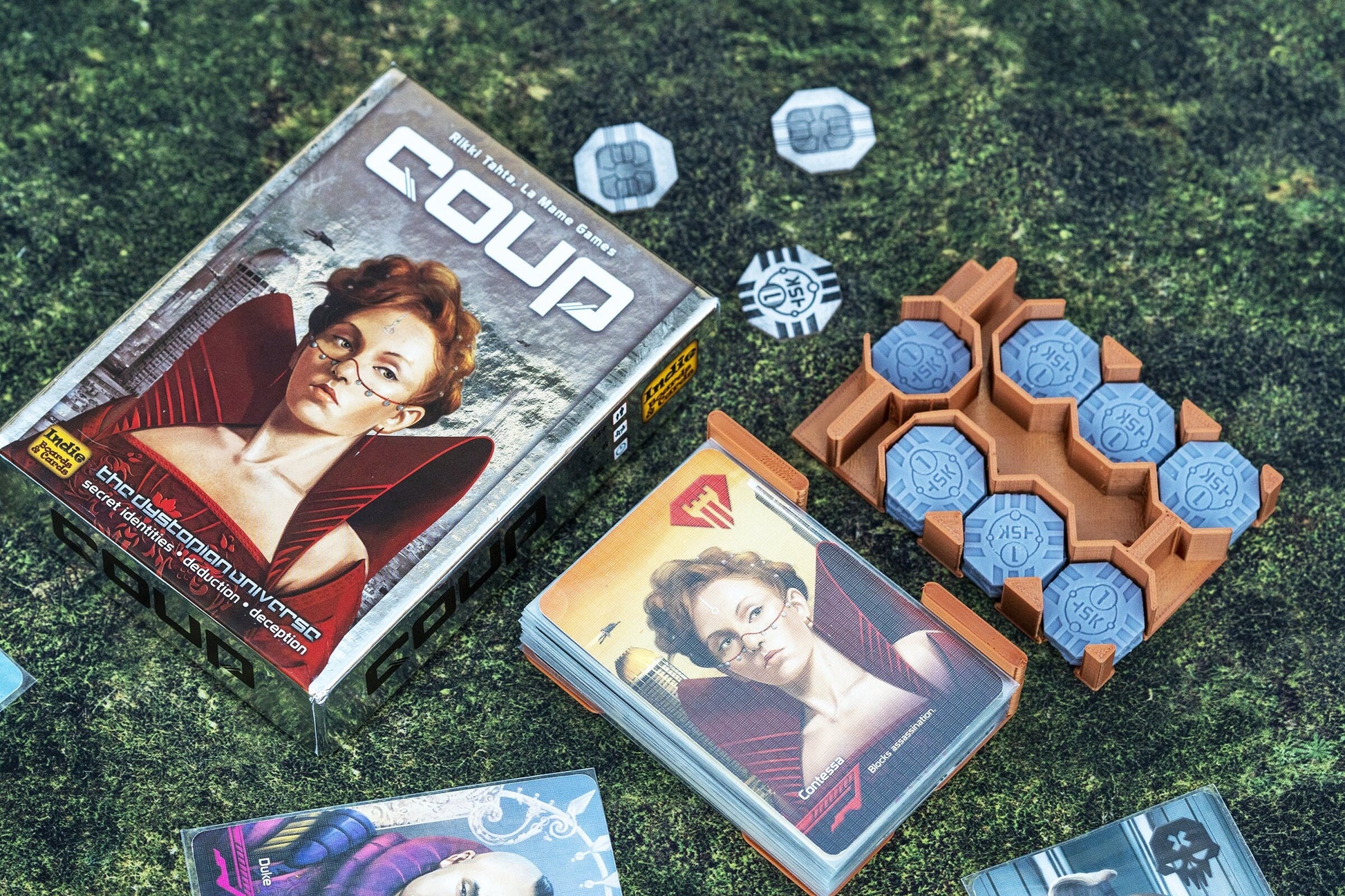 Coup | Insert Organizer | Fits Sleeved Cards | Box Deluxe Upgrade | Coin Tokens (Boardgames, Tabletop Accessories, Resistance, Avalon)