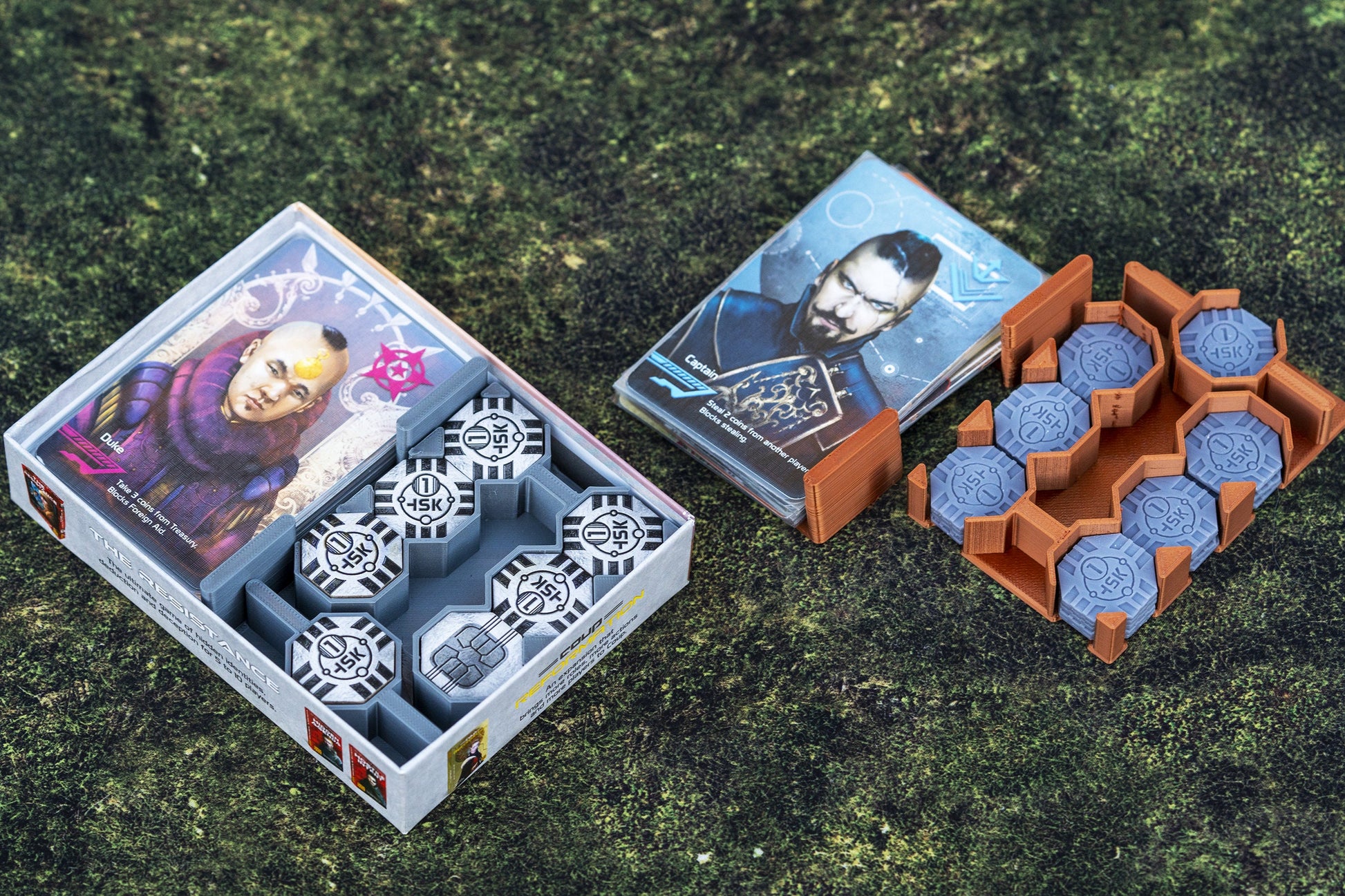 Coup | Insert Organizer | Fits Sleeved Cards | Box Deluxe Upgrade | Coin Tokens (Boardgames, Tabletop Accessories, Resistance, Avalon)