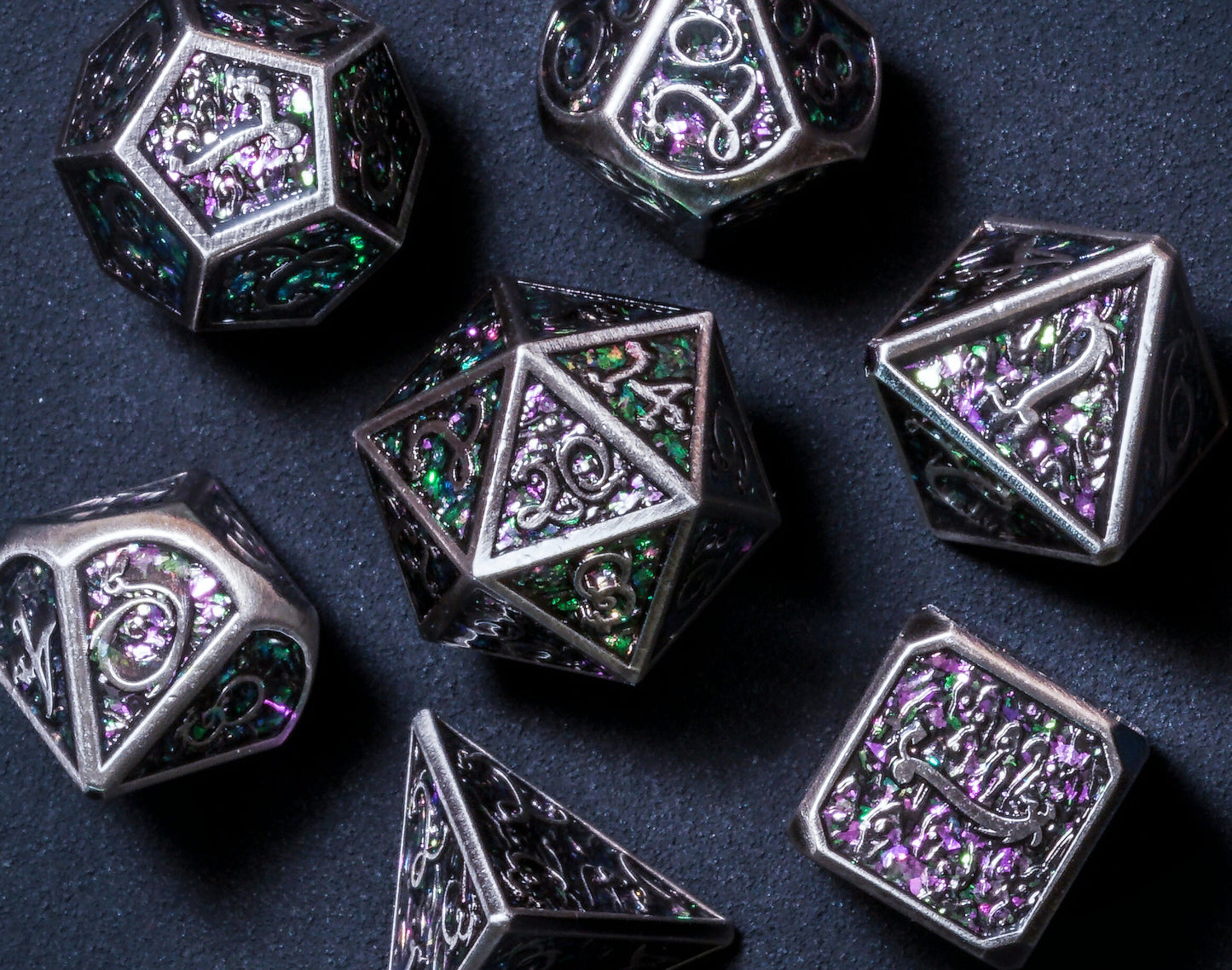 DnD Metal Dice Set, Green Dragonscales, Full Dice Set for Dungeons and Dragons, D and D, Role Playing Games, MTG Dice, Christmas Gift