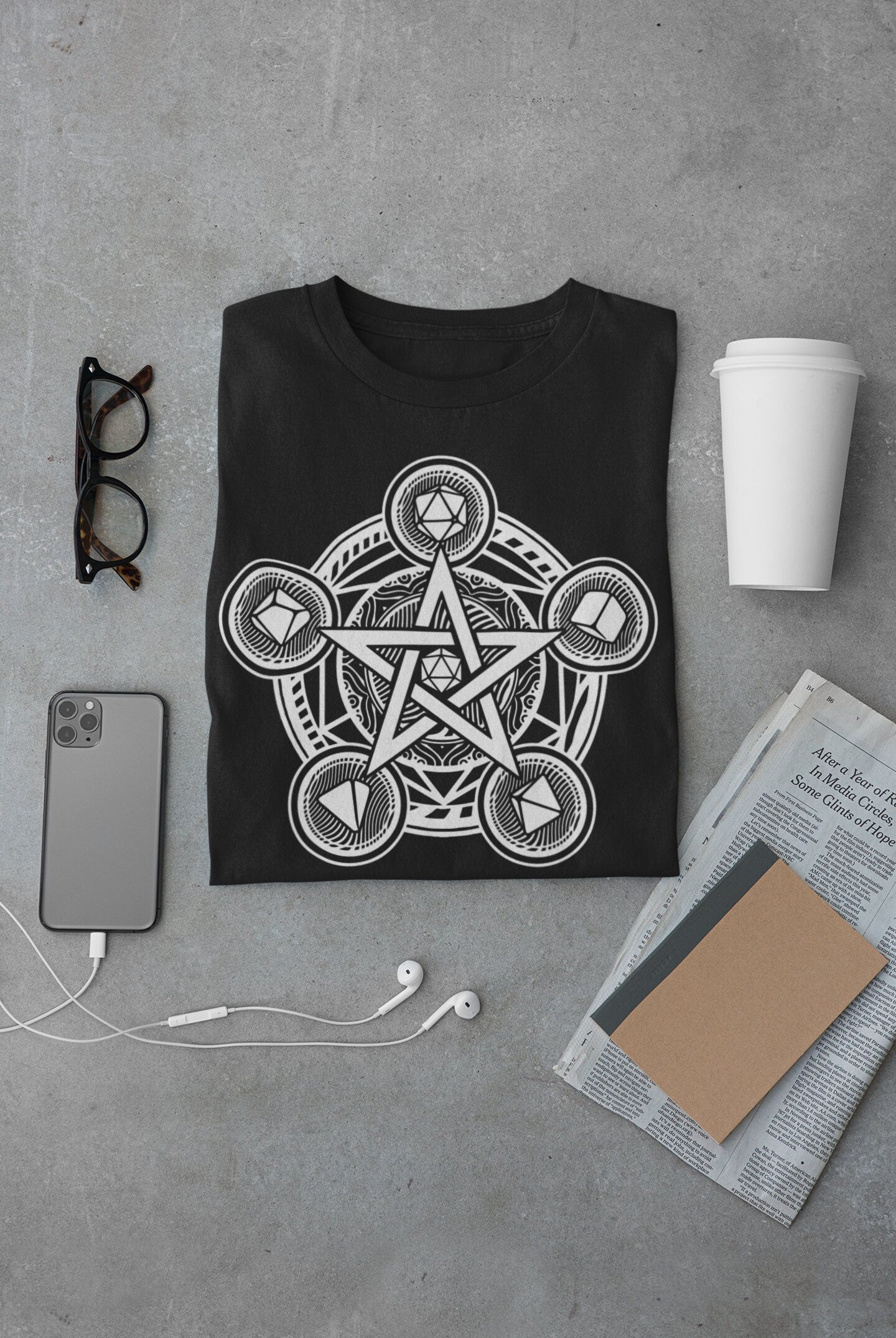 D20 Pentagram Dice Arcane Circle | UNISEX T Shirt Dungeon Master DM Gift | Dungeon And Dragons Tee | DnD Game | Tabletop Rpg