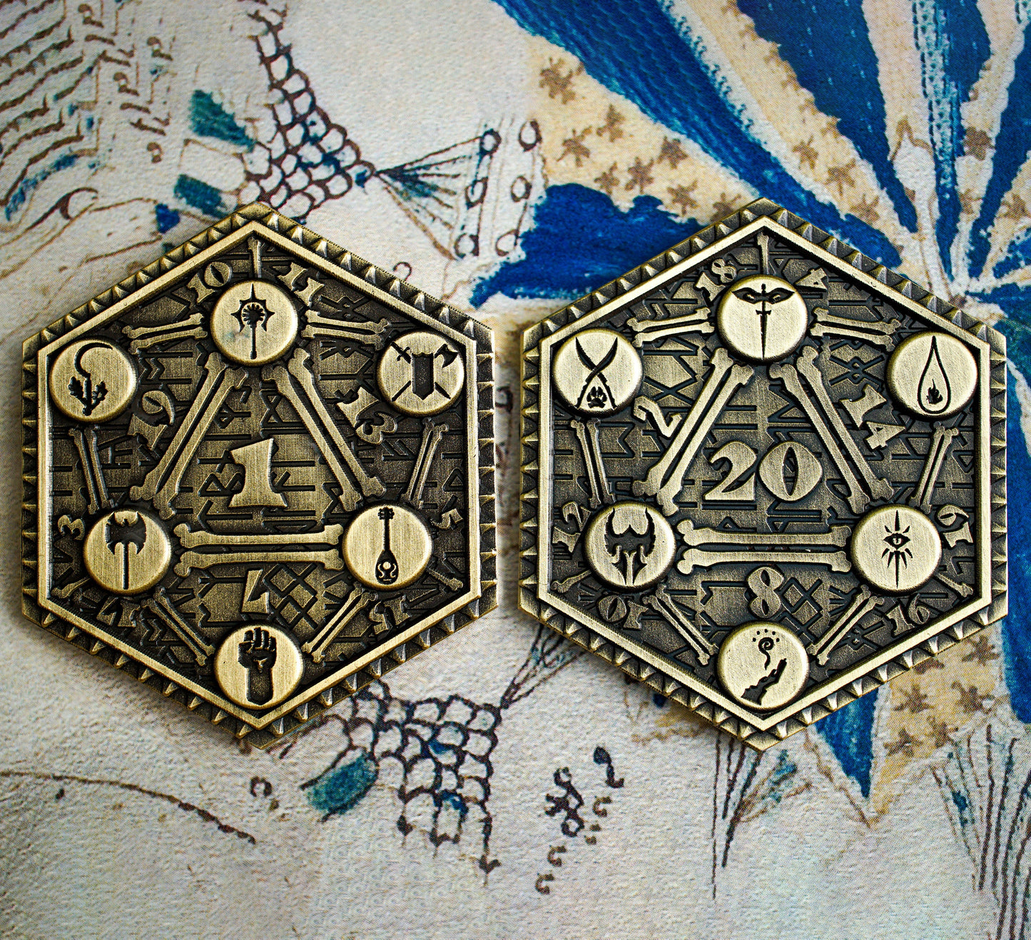 D20 2 Sided D2 DnD Coin, Flip Coin, Polyhedral Dice Collection, Dungeons and Dragons, DnD, Roleplaying Game, Tabletop RPG, Fail Crit