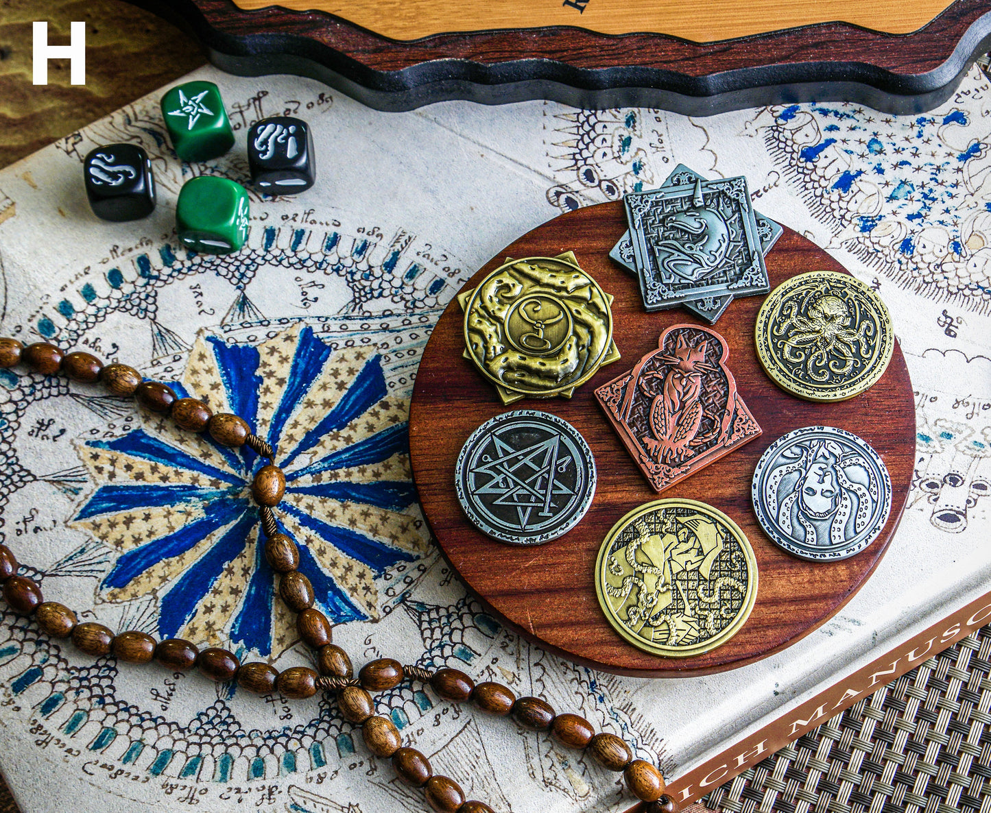 Cthulhu Death May Die Metal Coins 7pcs Set, Deluxe Upgrade, Boardgame Accessories, Arkham Horror, Elder Gods Lovecraft, The Call of Cthulhu