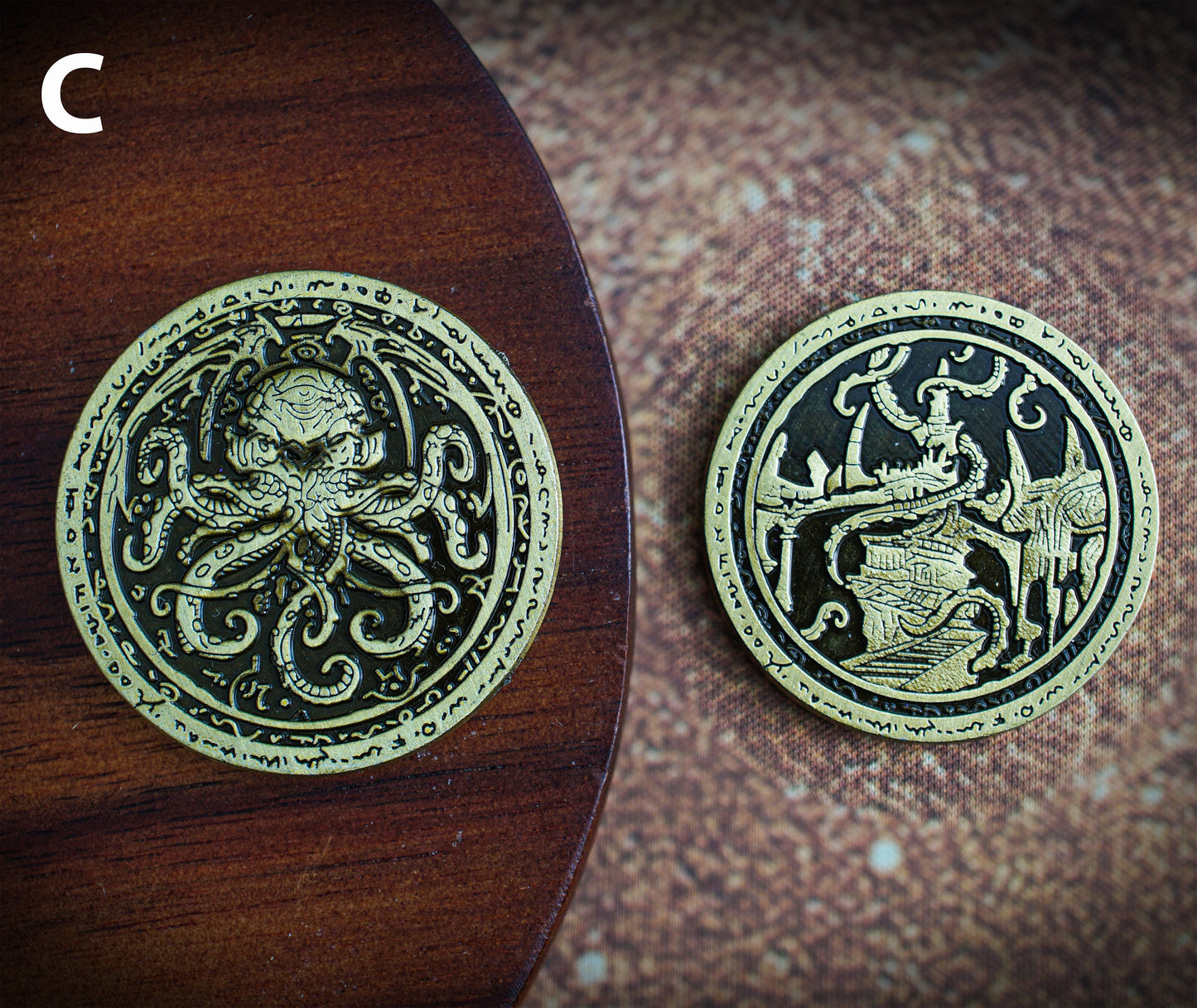 Cthulhu Death May Die Metal Coins 7pcs Set, Deluxe Upgrade, Boardgame Accessories, Arkham Horror, Elder Gods Lovecraft, The Call of Cthulhu