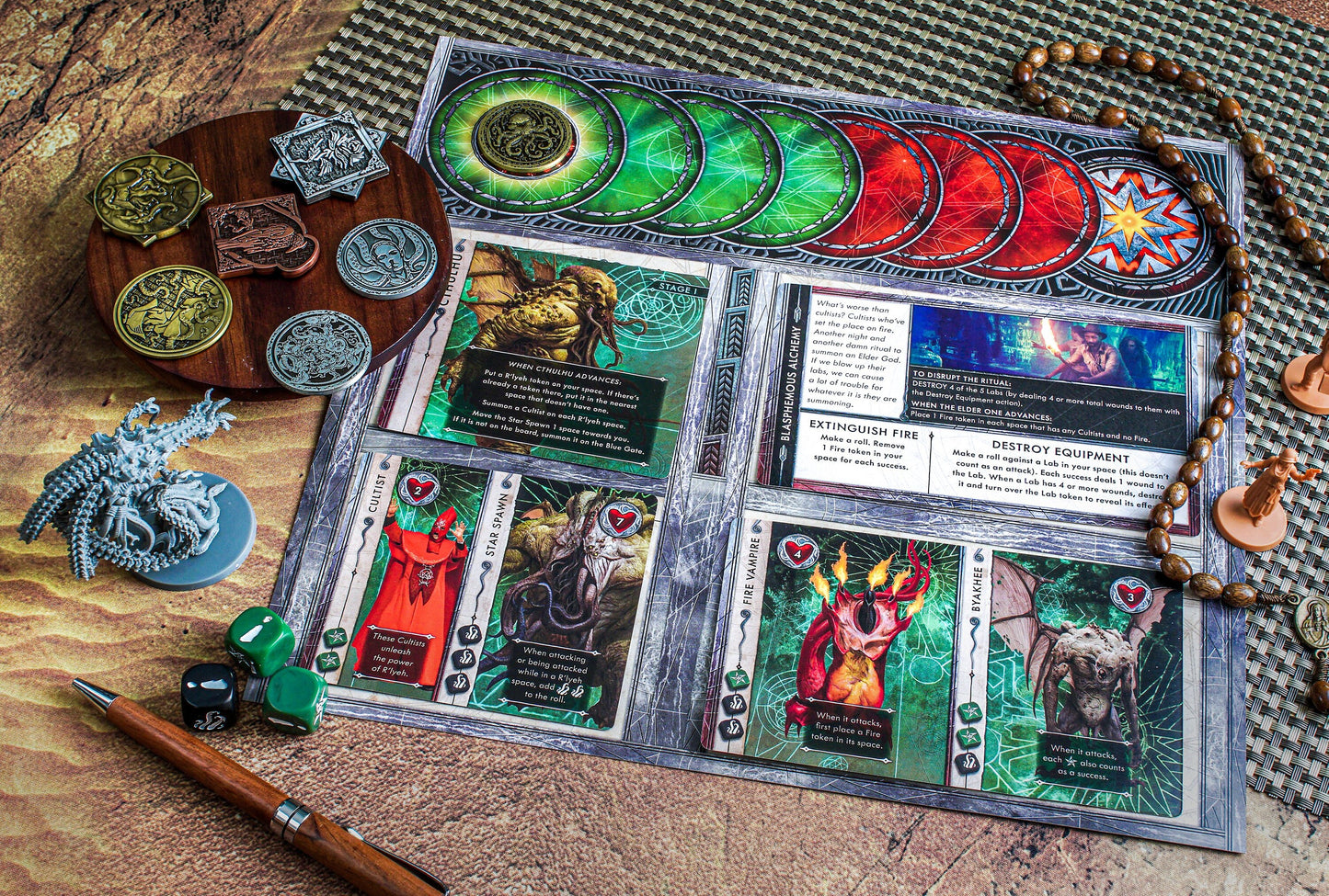 Cthulhu Death May Die Metal Coins 7pcs Set, Deluxe Upgrade, Boardgame Accessories, Arkham Horror, Elder Gods Lovecraft, The Call of Cthulhu