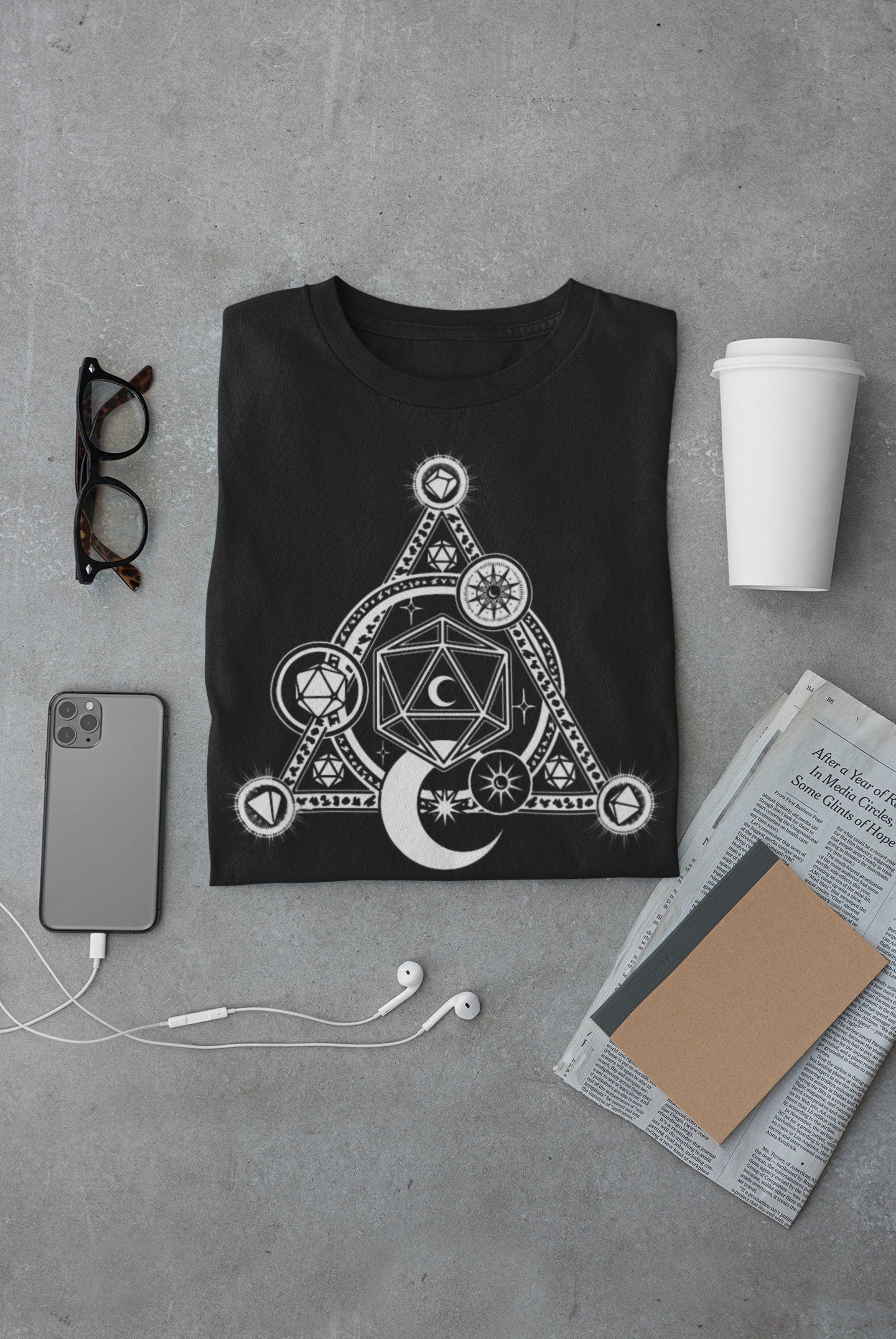 D20 Moon Arcane Magic | UNISEX T Shirt Dungeon Master DM Gift | Dungeons And Dragons Tee | DnD Game | Tabletop Rpg