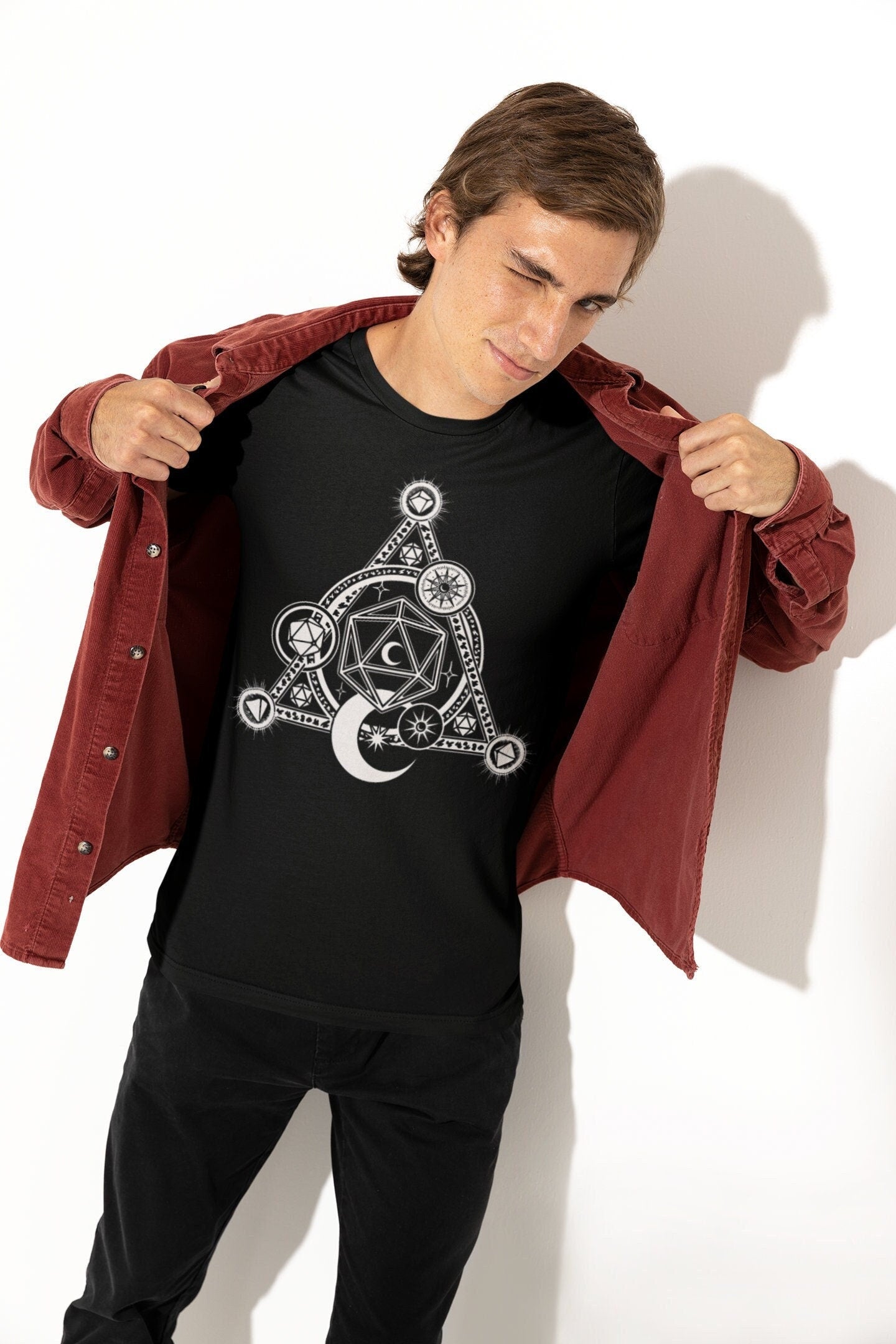 D20 Moon Arcane Magic | UNISEX T Shirt Dungeon Master DM Gift | Dungeons And Dragons Tee | DnD Game | Tabletop Rpg