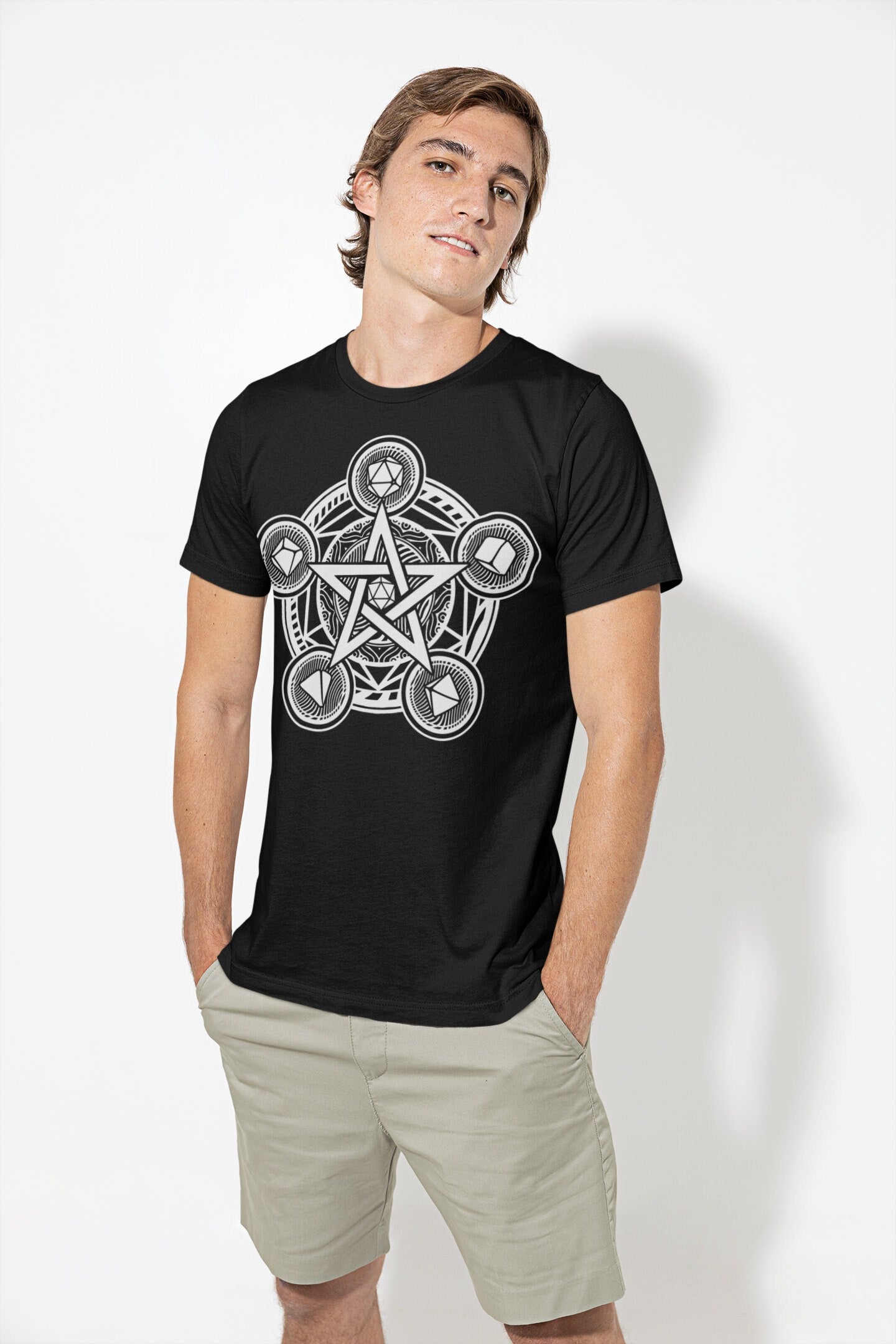 D20 Pentagram Dice Arcane Circle | UNISEX T Shirt Dungeon Master DM Gift | Dungeon And Dragons Tee | DnD Game | Tabletop Rpg