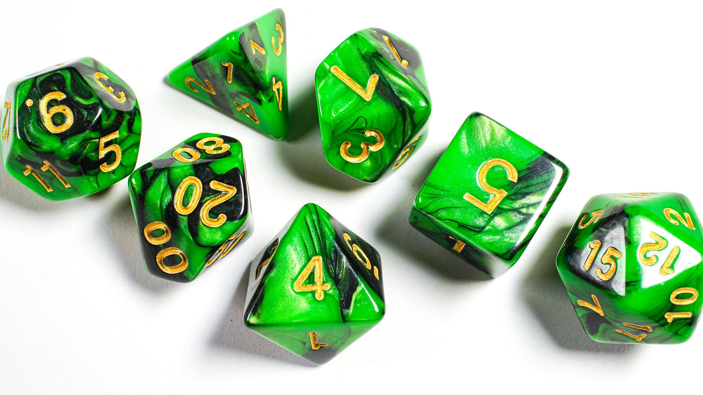Acrylic Glitter Dice Set, Curse DnD Dice Set, Dungeons and Dragons, Role Playing Games, Polyhedral dice set, Gifts, Wedding Favors, GM Gift