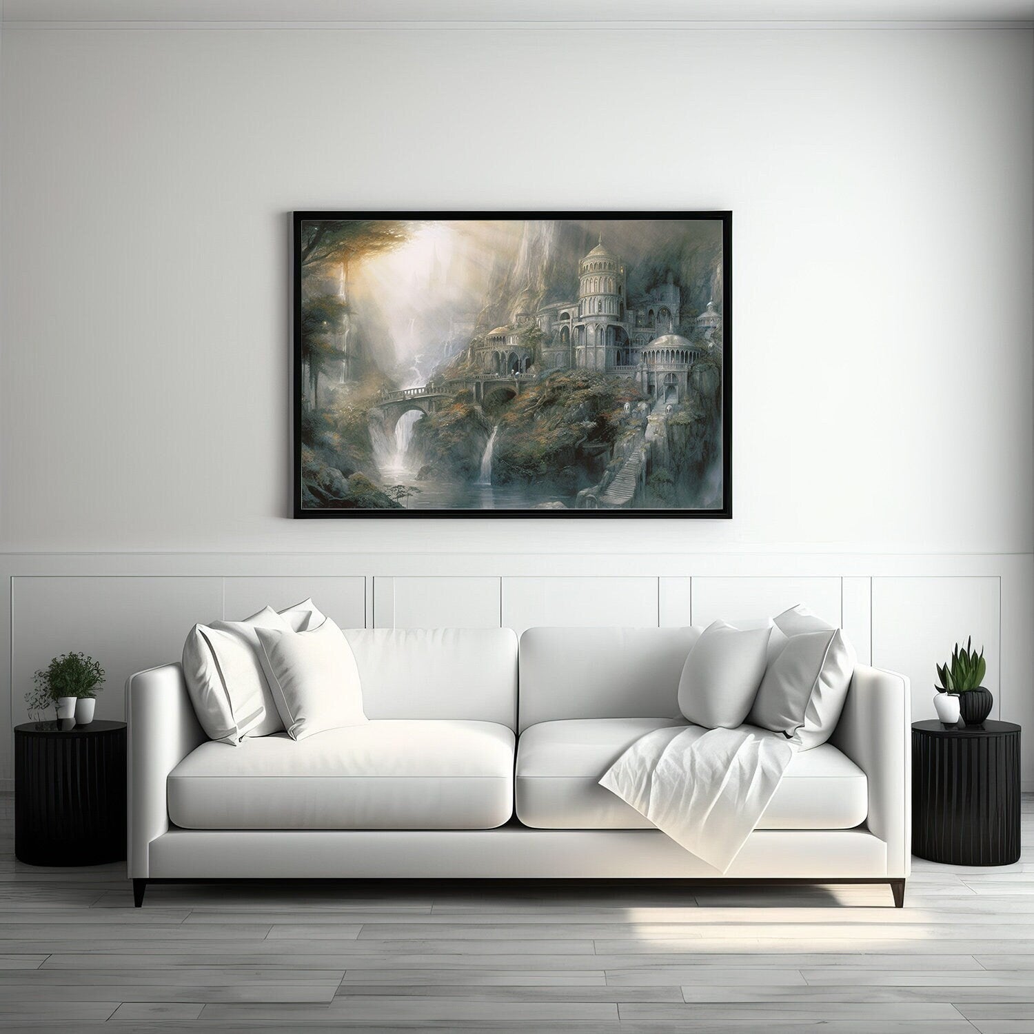 Tolkien Elven Forest Home Sanctuary, Commercial Use, Painting Design, Canvas Print, Home Decor, Modern Fantasy Art, Wall Art, Art Printables