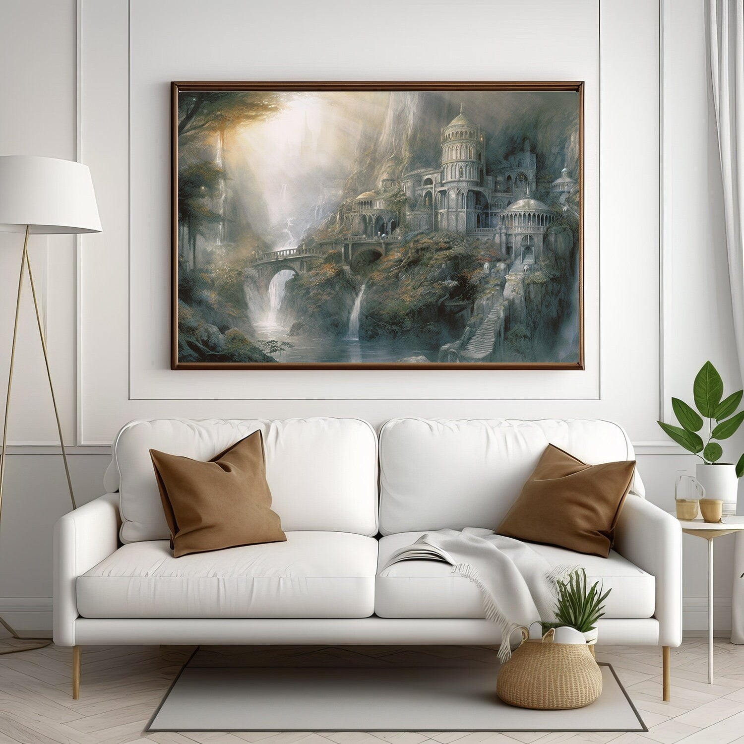 Tolkien Elven Forest Home Sanctuary, Commercial Use, Painting Design, Canvas Print, Home Decor, Modern Fantasy Art, Wall Art, Art Printables