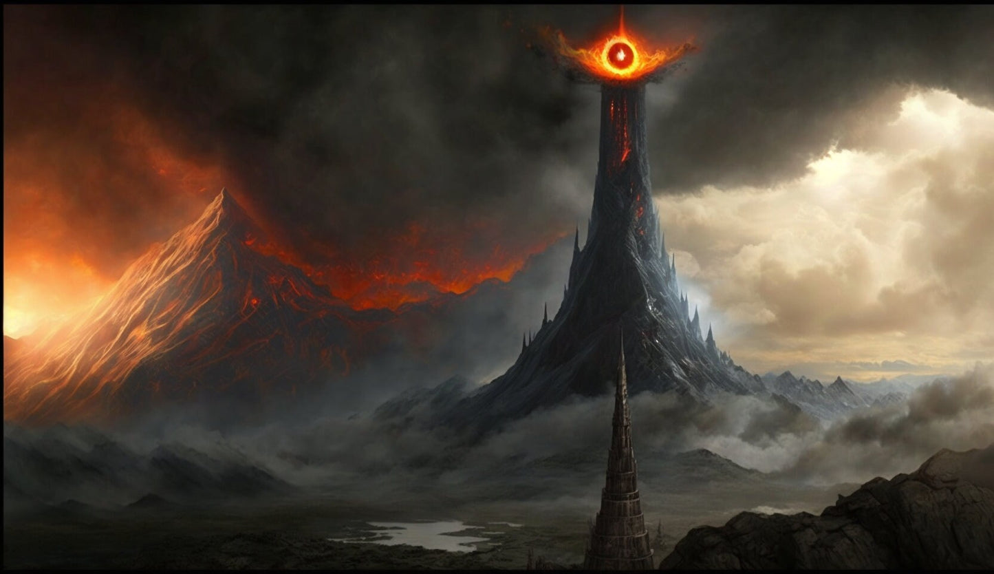 Tolkien The Great Eye and Volcano, Commercial Use, Painting Design, Canvas Print, Home Decor, Modern Fantasy Art, Wall Art, Art Printables