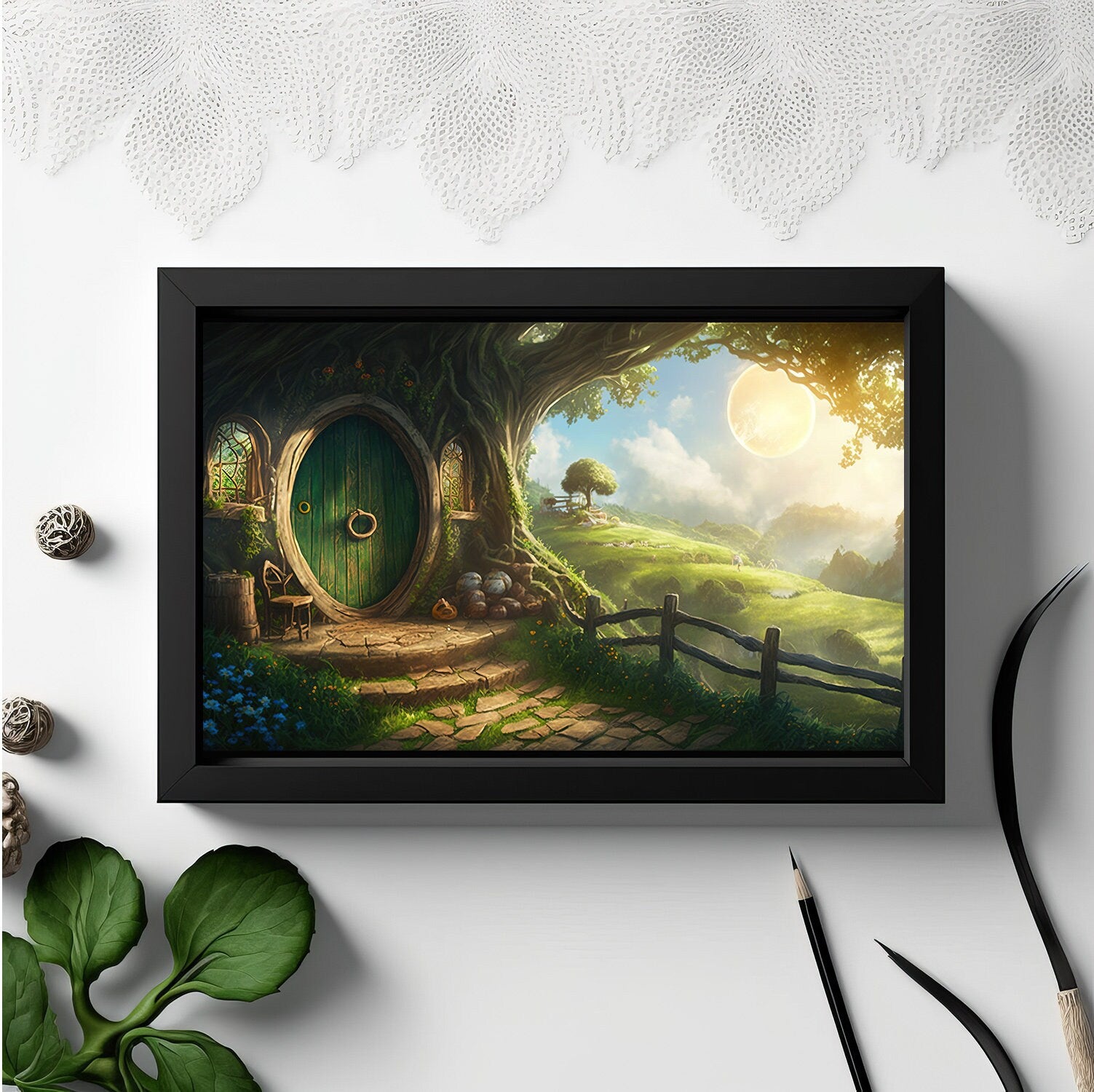 Tolkien Littlefolk Treehouse, Commercial Use, Painting Design, Canvas Print, Home Decor, Modern Fantasy Art, Wall Art, Art Printables
