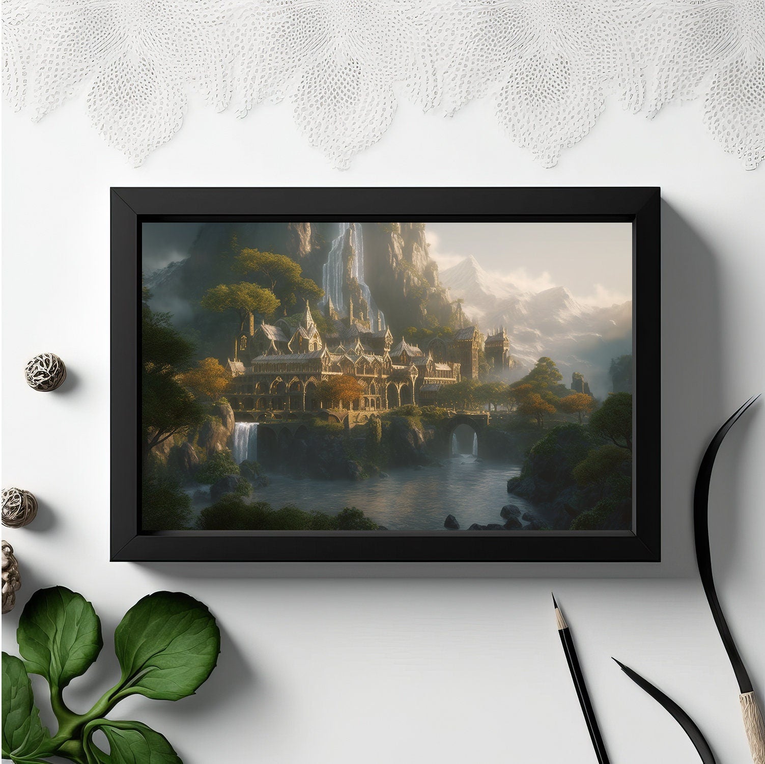 Tolkien Elven Forest Haven, Commercial Use, Painting Design, Canvas Print, Home Decor, Modern Fantasy Art, Wall Art, Art Printables