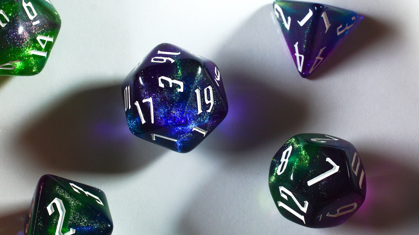 Acrylic Glitter Dice Set, Plague DnD Dice Set, Dungeons and Dragons, Role Playing Games, Polyhedral dice set, Gifts, Wedding Favors, GM Gift