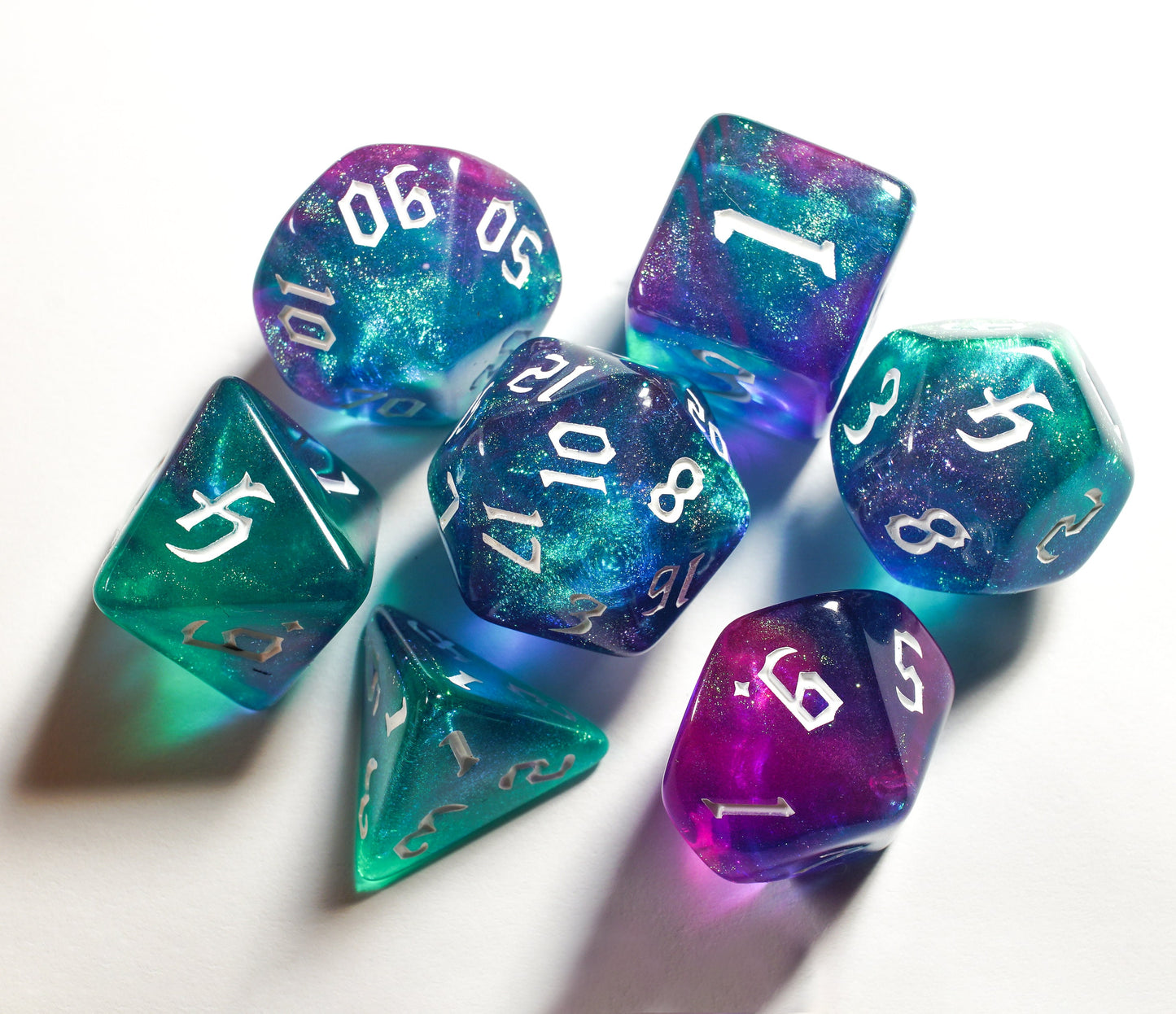 Acrylic Glitter Dice Set, Nebula DnD Dice Set, Dungeons and Dragons, Role Playing Games, Polyhedral dice set, Gifts, Wedding Favors, GM Gift
