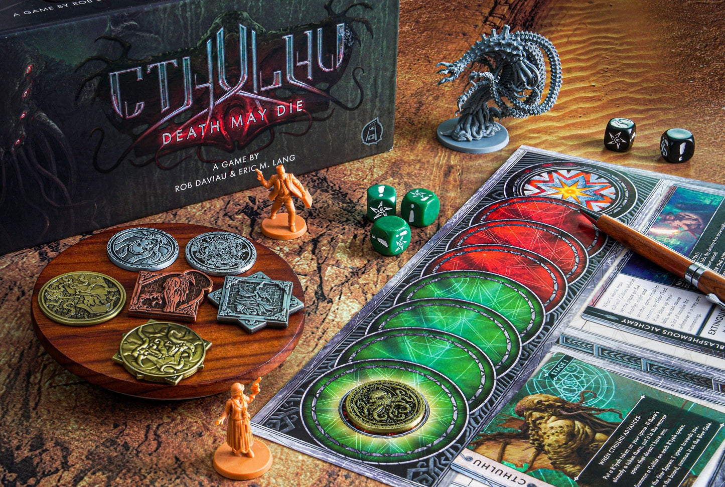 Cthulhu Death May Die Metal Coins 7pcs Set, Deluxe Upgrade, Boardgame Accessories, Arkham Horror, Elder Gods Lovecraft, The Call of Cthulhu