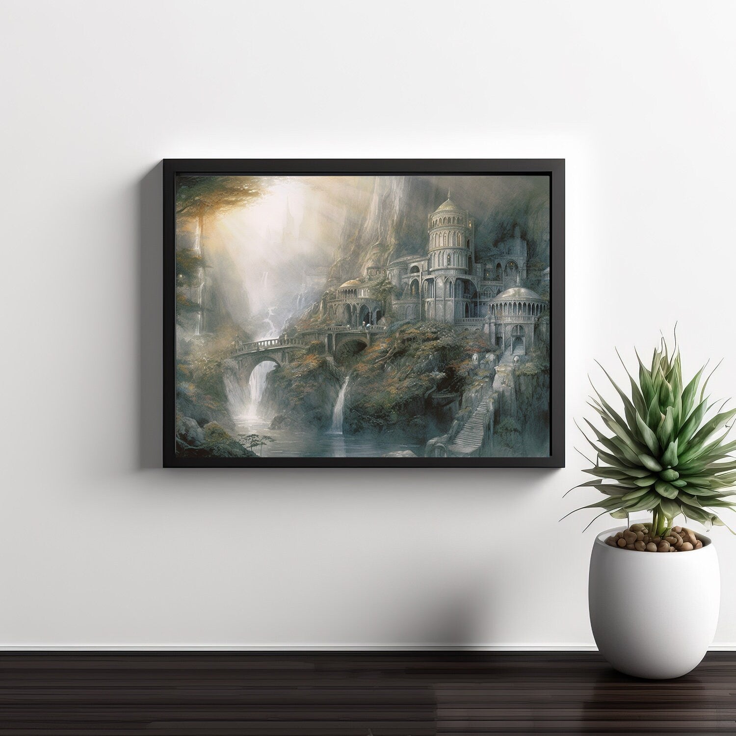 Tolkien Elven Forest Home Sanctuary, Commercial Use, Painting Design, Canvas Print, Home Decor, Modern Fantasy Art, Wall Art, Art Printables