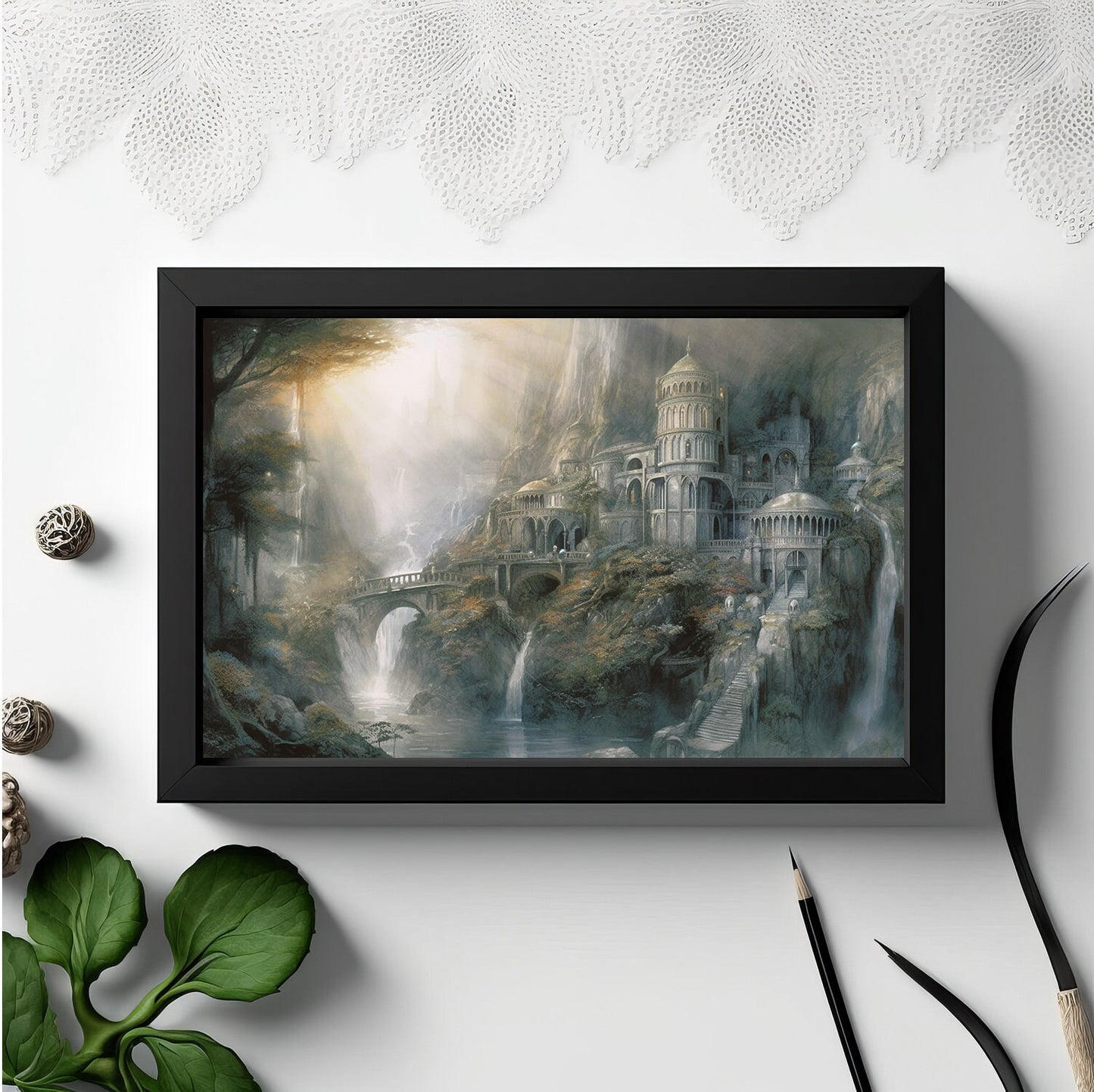 Tolkien Elven Forest Home Sanctuary, Commercial Use, Painting Design, Canvas Print, Home Decor, Modern Fantasy Art, Wall Art, Art Printables