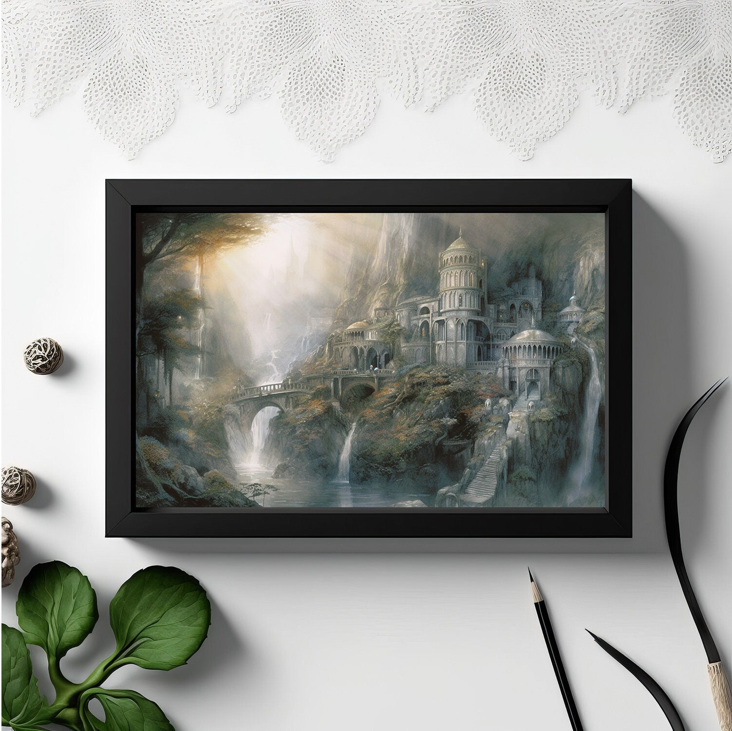 Tolkien Elven Forest Home Sanctuary, Commercial Use, Painting Design, Canvas Print, Home Decor, Modern Fantasy Art, Wall Art, Art Printables