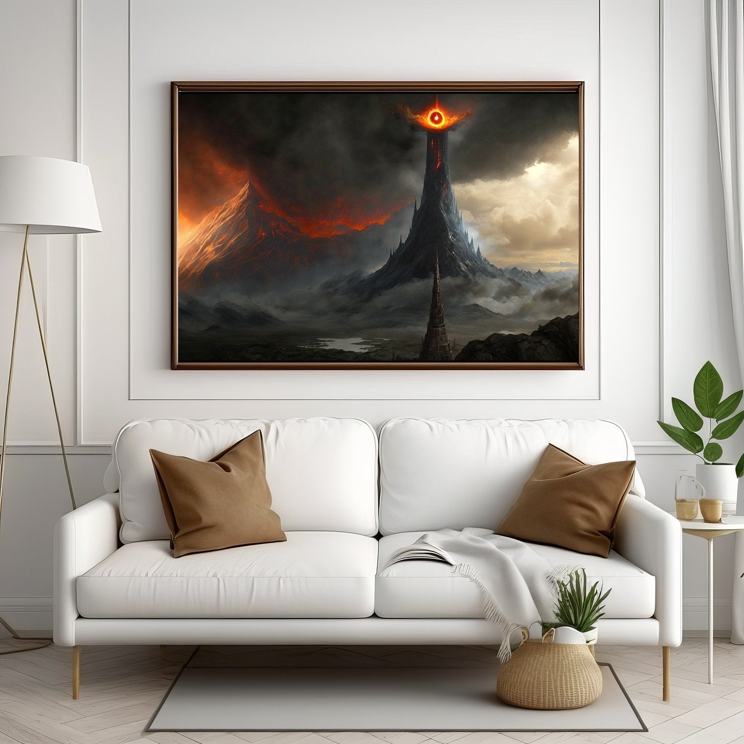 Tolkien The Great Eye and Volcano, Commercial Use, Painting Design, Canvas Print, Home Decor, Modern Fantasy Art, Wall Art, Art Printables